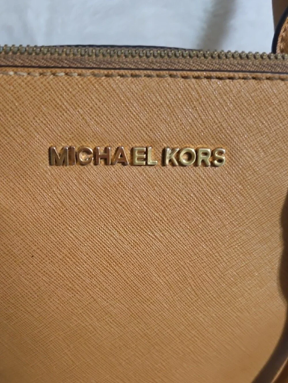MICHAEL KORS Cognac Dome Satchel with Gold Hardware